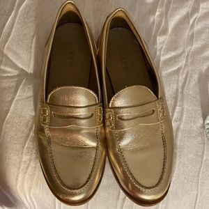 J. crew gold loafers